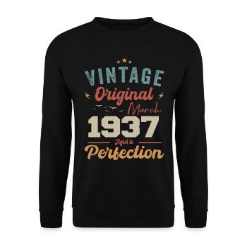 März 1937 Jahrgang geboren Vintage Geburtstag - Unisex Pullover - Schwarz - Vorne - Alina (178cm) & Michal (187cm)