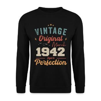 März 1942 Jahrgang geboren Vintage Geburtstag - Unisex Pullover - Schwarz - Vorne - Alina (178cm) & Michal (187cm)