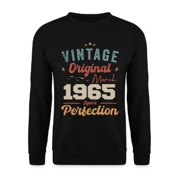 März 1965 Jahrgang geboren Vintage Geburtstag - Unisex Pullover - Schwarz - Vorne - Alina (178cm) & Michal (187cm)