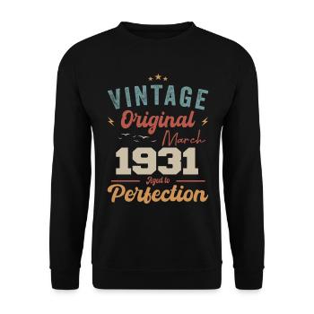 März 1931 Jahrgang geboren Vintage Geburtstag - Unisex Pullover - Schwarz - Vorne - Alina (178cm) & Michal (187cm)