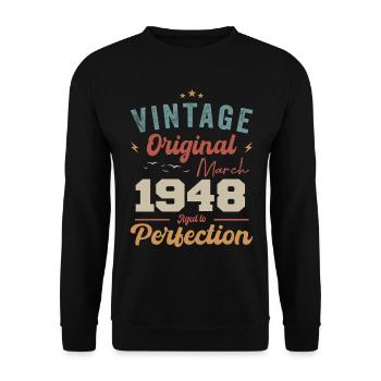 März 1948 Jahrgang geboren Vintage Geburtstag - Unisex Pullover - Schwarz - Vorne - Alina (178cm) & Michal (187cm)