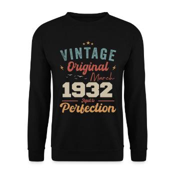 März 1932 Jahrgang geboren Vintage Geburtstag - Unisex Pullover - Schwarz - Vorne - Alina (178cm) & Michal (187cm)