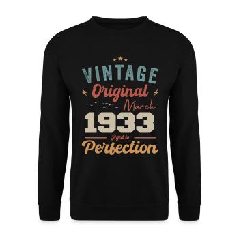 March 1933 Vintage Born Vintage Birthday - Unisex Sweatshirt - black - Front - Alina (178cm) & Michal (187cm)