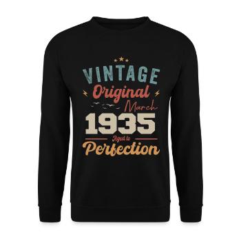 Mars 1935 Vintage Born Vintage Anniversaire - Sweat-shirt Unisexe - noir - Devant - Alina (178cm) & Michal (187cm)