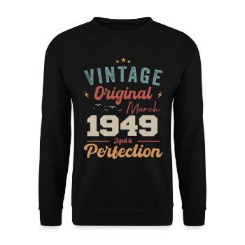 Mars 1949 Vintage Born Vintage Anniversaire - Sweat-shirt Unisexe - noir - Devant - Alina (178cm) & Michal (187cm)