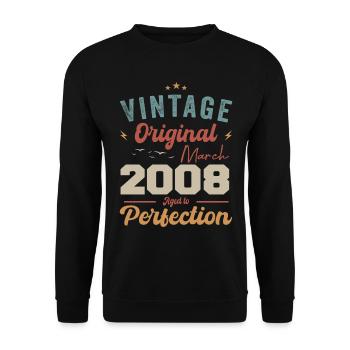 March 2008 Vintage Born Vintage Birthday - Unisex Sweatshirt - black - Front - Alina (178cm) & Michal (187cm)
