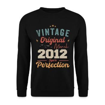 März 2012 Jahrgang geboren Vintage Geburtstag - Unisex Pullover - Schwarz - Vorne - Alina (178cm) & Michal (187cm)