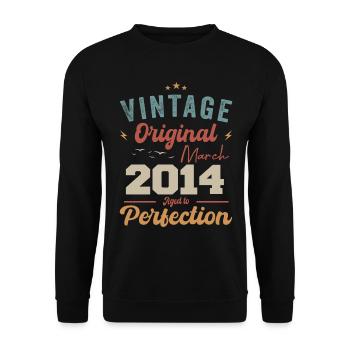 Mars 2014 Vintage Born Vintage Anniversaire - Sweat-shirt Unisexe - noir - Devant - Alina (178cm) & Michal (187cm)