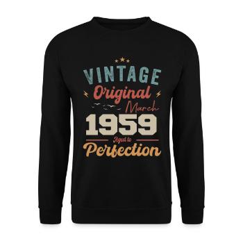 März 1959 Jahrgang geboren Vintage Geburtstag - Unisex Pullover - Schwarz - Vorne - Alina (178cm) & Michal (187cm)