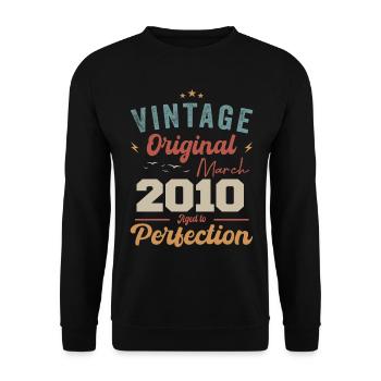 März 2010 Jahrgang geboren Vintage Geburtstag - Unisex Pullover - Schwarz - Vorne - Alina (178cm) & Michal (187cm)