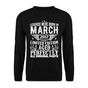 Legendary since March 2017 Birthday 2017 - Unisex Sweatshirt - black - Front - Alina (178cm) & Michal (187cm)