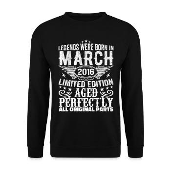 Légendaire depuis mars 2016 Anniversaire 2016 - Sweat-shirt Unisexe - noir - Devant - Alina (178cm) & Michal (187cm)