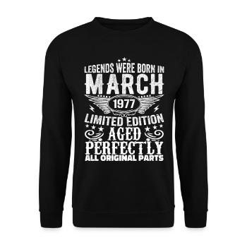 Legendär seit März 1977 Geburtstag 1977 - Unisex Pullover - Schwarz - Vorne - Alina (178cm) & Michal (187cm)