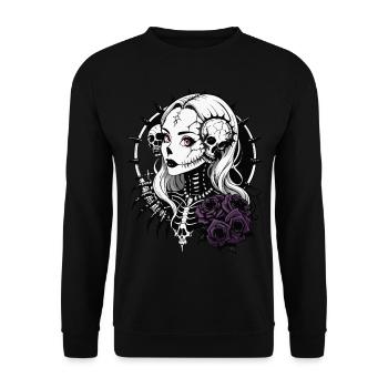 Gothic Girl Skull // Totenkopf Mädchen FS0017 - Unisex Pullover - Schwarz - Vorne - Alina (178cm) & Michal (187cm)