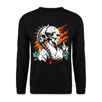 Karate Master Skull // Karate Skull FS0025 - Unisex Sweatshirt - black - Front - Alina (178cm) & Michal (187cm)