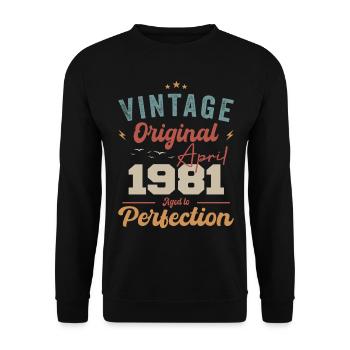Vintage né avril 1981 cadeau d’anniversaire - Sweat-shirt Unisexe - noir - Devant - Alina (178cm) & Michal (187cm)