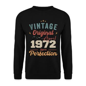 Vintage né en avril 1972 cadeau d’anniversaire - Sweat-shirt Unisexe - noir - Devant - Alina (178cm) & Michal (187cm)