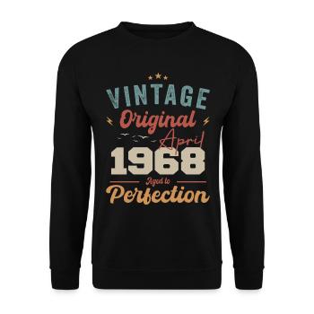 Vintage Geboren im April 1968 Geburtstagsgeschenk - Unisex Pullover - Schwarz - Vorne - Alina (178cm) & Michal (187cm)