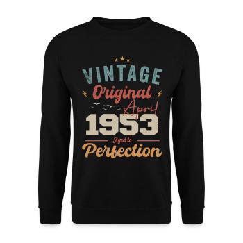 Vintage né en avril 1953 cadeau d’anniversaire - Sweat-shirt Unisexe - noir - Devant - Alina (178cm) & Michal (187cm)