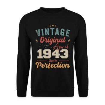 Vintage né en avril 1943 cadeau d’anniversaire - Sweat-shirt Unisexe - noir - Devant - Alina (178cm) & Michal (187cm)