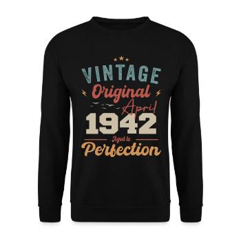 Vintage né en avril 1942 cadeau d’anniversaire - Sweat-shirt Unisexe - noir - Devant - Alina (178cm) & Michal (187cm)