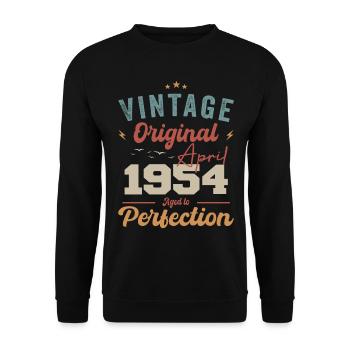 Vintage né en avril 1954 cadeau d’anniversaire - Sweat-shirt Unisexe - noir - Devant - Alina (178cm) & Michal (187cm)