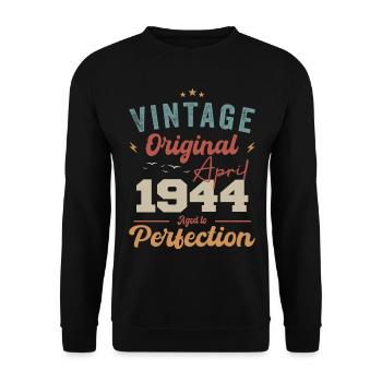 Vintage né en avril 1944 cadeau d’anniversaire - Sweat-shirt Unisexe - noir - Devant - Alina (178cm) & Michal (187cm)