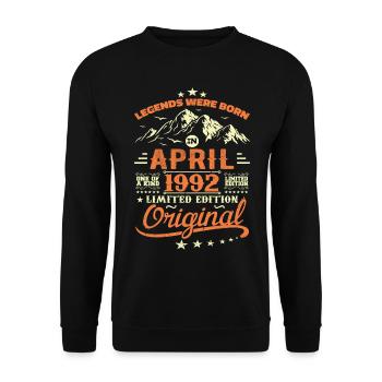 April 1992 Cadeau Anniversaire 1992 Légendes April - Sweat-shirt Unisexe - noir - Devant - Alina (178cm) & Michal (187cm)