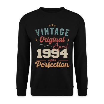 Vintage né avril 1994 cadeau d’anniversaire - Sweat-shirt Unisexe - noir - Devant - Alina (178cm) & Michal (187cm)