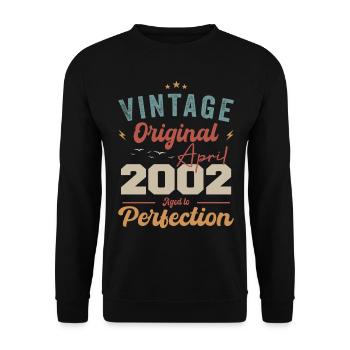 Vintage né en avril 2002 cadeau d’anniversaire - Sweat-shirt Unisexe - noir - Devant - Alina (178cm) & Michal (187cm)