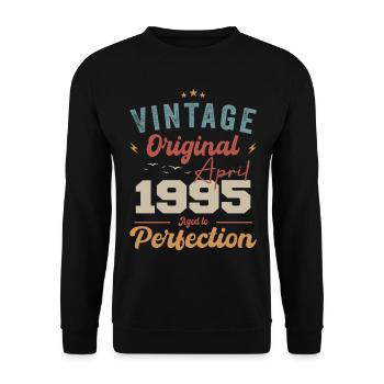 Vintage Born In April 1995 Birthday Gift - Unisex Sweatshirt - black - Front - Alina (178cm) & Michal (187cm)