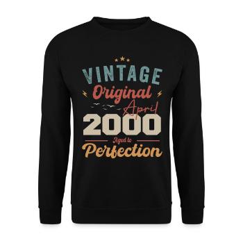 Vintage Born In April 2000 Birthday Gift - Unisex Sweatshirt - black - Front - Alina (178cm) & Michal (187cm)