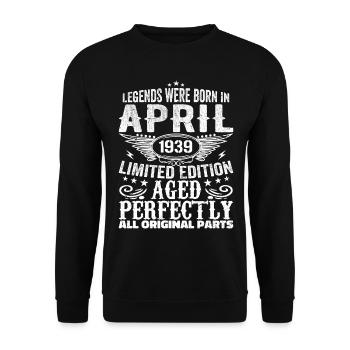 Vintage April 1939 Birthday Gift - Unisex Sweatshirt - black - Front - Alina (178cm) & Michal (187cm)