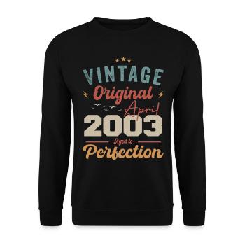 Vintage né en avril 2003 cadeau d’anniversaire - Sweat-shirt Unisexe - noir - Devant - Alina (178cm) & Michal (187cm)