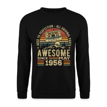 Mai 1956 Geburtstag Mai 1956 Retro-Geschenk - Unisex Pullover - Schwarz - Vorne - Alina (178cm) & Michal (187cm)