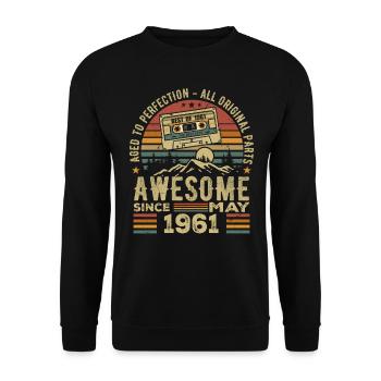 Mai 1961 Geburtstag Mai 1961 Retro-Geschenk - Unisex Pullover - Schwarz - Vorne - Alina (178cm) & Michal (187cm)