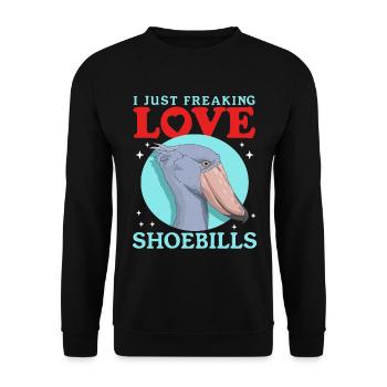 Shoebill oiseaux Shoebill oiseau cadeau - Sweat-shirt Unisexe - noir - Devant - Alina (178cm) & Michal (187cm)