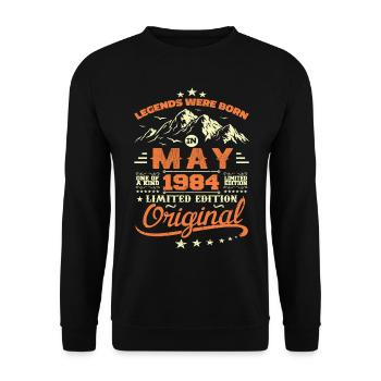 Mai 1984 Vintage Nées En Mai 1984 Anniversaire Mai - Sweat-shirt Unisexe - noir - Devant - Alina (178cm) & Michal (187cm)
