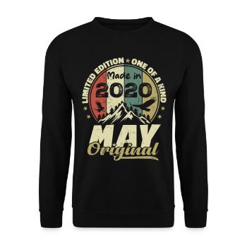 Vintage-Geburtstagsgeschenk aus dem Mai 2020 - Unisex Pullover - Schwarz - Vorne - Alina (178cm) & Michal (187cm)