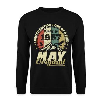 Vintage-Geschenk zum Jubiläum im Mai 1957 - Unisex Pullover - Schwarz - Vorne - Alina (178cm) & Michal (187cm)