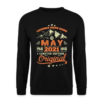 Mai 2021 Jahrgang Geboren im Mai 2021 Geburtstag Mai - Unisex Pullover - Schwarz - Vorne - Alina (178cm) & Michal (187cm)