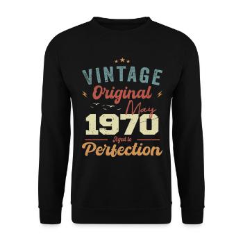 Mai 1970 Geburtstag Mai 1970 Geschenk Mai 1970 - Unisex Pullover - Schwarz - Vorne - Alina (178cm) & Michal (187cm)