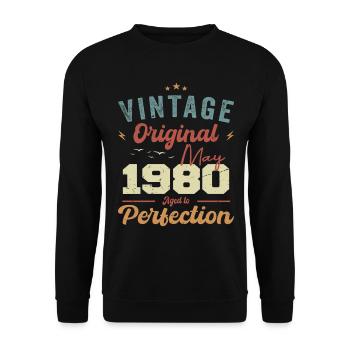 Mai 1980 Geburtstag Mai 1980 Geschenk Mai 1980 - Unisex Pullover - Schwarz - Vorne - Alina (178cm) & Michal (187cm)