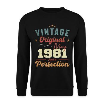 Mai 1981 Geburtstag Mai 1981 Geschenk Mai 1981 - Unisex Pullover - Schwarz - Vorne - Alina (178cm) & Michal (187cm)