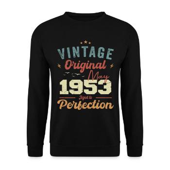 Mai 1953 Geburtstag Mai 1953 Geschenk Mai 1953 - Unisex Pullover - Schwarz - Vorne - Alina (178cm) & Michal (187cm)