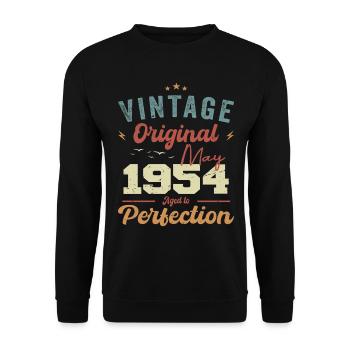 May 1954 Birthday May 1954 Gift May 1954 - Unisex Sweatshirt - black - Front - Alina (178cm) & Michal (187cm)