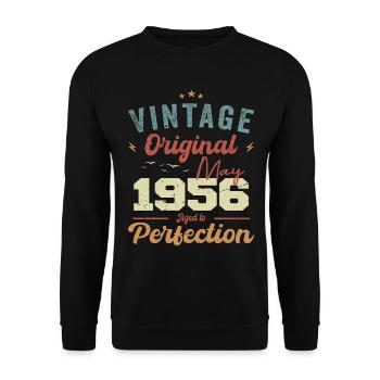 Mai 1956 Geburtstag Mai 1956 Geschenk Mai 1956 - Unisex Pullover - Schwarz - Vorne - Alina (178cm) & Michal (187cm)