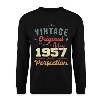 Mai 1957 Geburtstag Mai 1957 Geschenk Mai 1957 - Unisex Pullover - Schwarz - Vorne - Alina (178cm) & Michal (187cm)
