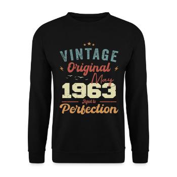 Mai 1963 Geburtstag Mai 1963 Geschenk Mai 1963 - Unisex Pullover - Schwarz - Vorne - Alina (178cm) & Michal (187cm)