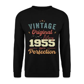 Mai 1955 Anniversaire Mai 1955 Cadeau Mai 1955 - Sweat-shirt Unisexe - noir - Devant - Alina (178cm) & Michal (187cm)